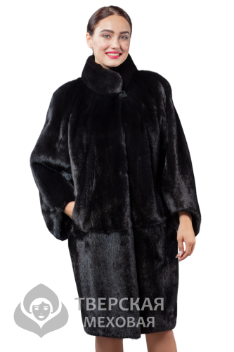Норковая шуба «Шарм» воротник графит