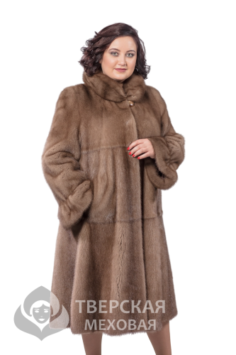 Норковая шуба "Ангелина" воротник пастель